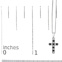 .925 Sterling Silver 1/4 Cttw Round Natural Treated Black and White Diamond Cross Pendant Necklace (Black and I-J Color, I3 Clarity)