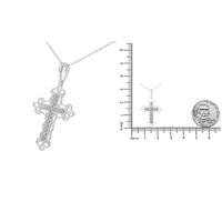 .925 Sterling Silver 1/4 Cttw Round Cut Diamond Art Deco Style Cross 18