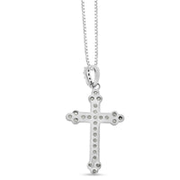 .925 Sterling Silver 1/4 Cttw Prong Set Round-Cut Diamond Cross 18
