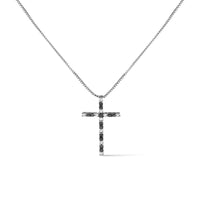 .925 Sterling Silver 1/4 Cttw Black and White Diamond Cross 18