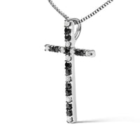 .925 Sterling Silver 1/4 Cttw Black and White Diamond Cross 18
