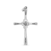 .925 Sterling Silver 1/10 Cttw Prong Set Diamond Cross 18
