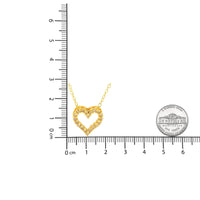 10K Yellow Gold Plated .925 Sterling Silver 1/4 Cttw Champagne Diamond Heart 18