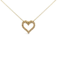 10K Yellow Gold Flashed .925 Sterling Silver 1/2 Cttw Champagne Diamond Miracle Plate Heart Pendant Necklace (K-L Color, I1-I2 Clarity) - 18