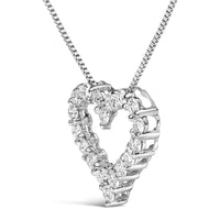 14K White Gold 1.0 Cttw Lab Grown Diamond Open Heart 18