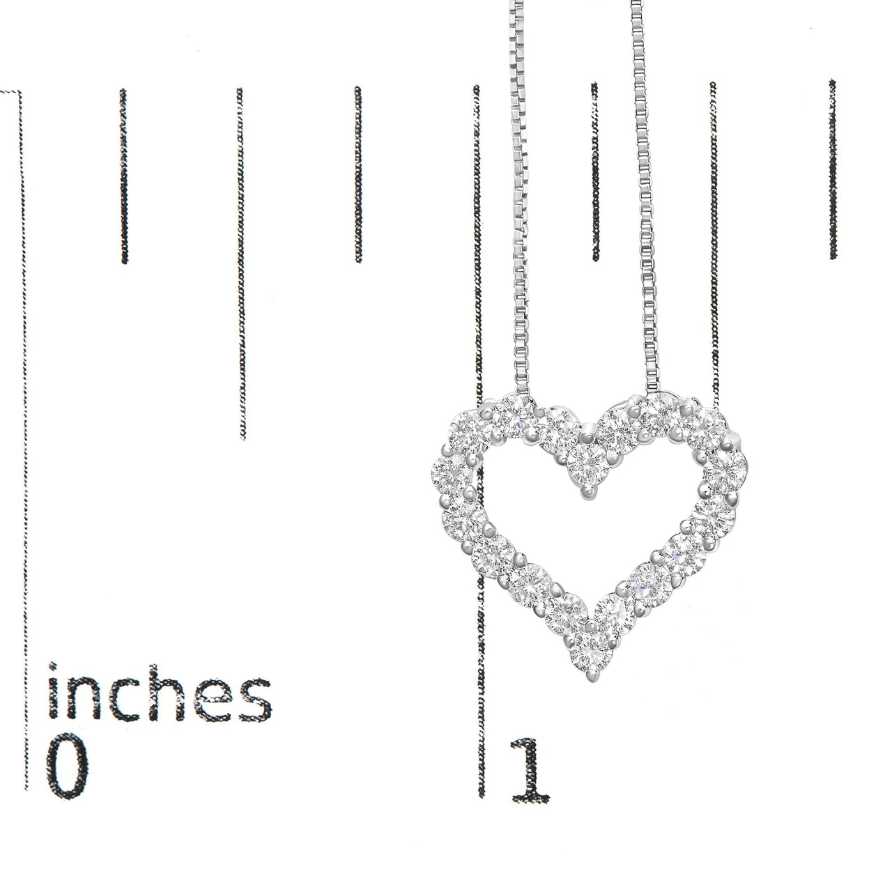 14K White Gold 1.0 Cttw Lab Grown Diamond Open Heart 18" Pendant Necklace (F-G Color, VS1-VS2 Clarity)