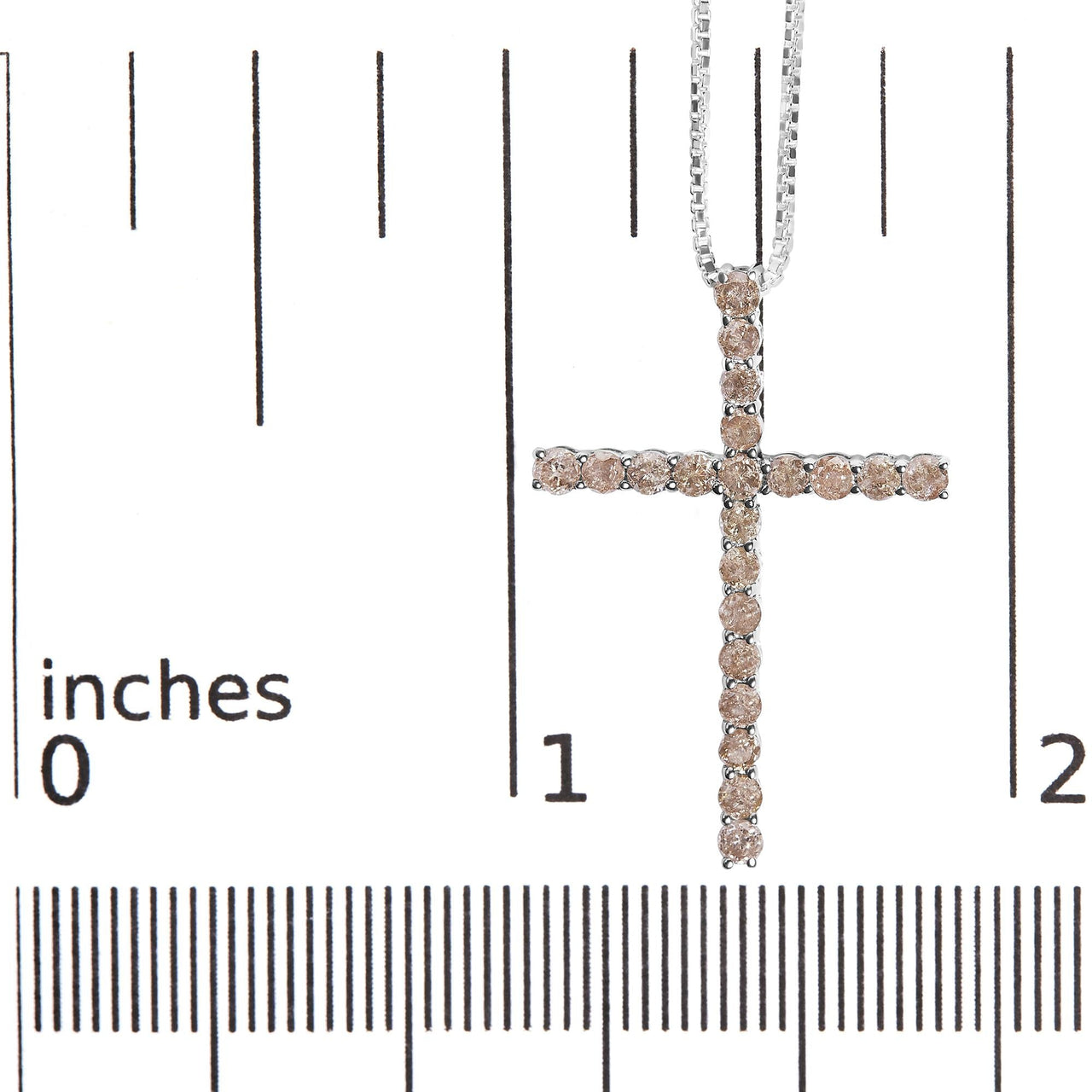 .925 Sterling Silver 1.0 Cttw Champagne Diamond Gold Cross Pendant Necklace for Women (Champagne Color, I1-I2 Clarity)- 18 inch
