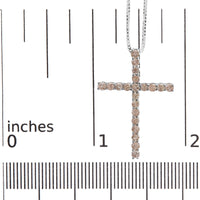 .925 Sterling Silver 1.0 Cttw Champagne Diamond Gold Cross Pendant Necklace for Women (Champagne Color, I1-I2 Clarity)- 18 inch