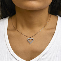 .925 Sterling Silver Diamond Heart 18