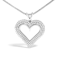 .925 Sterling Silver Diamond Heart 18
