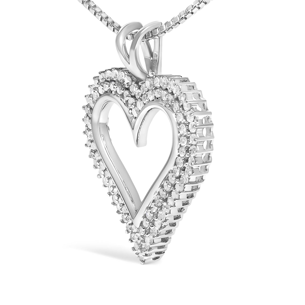 .925 Sterling Silver Diamond Heart 18" Pendant Necklace (I-J Color, I2-I3 Clarity)