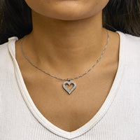 .925 Sterling Silver Diamond Heart 18