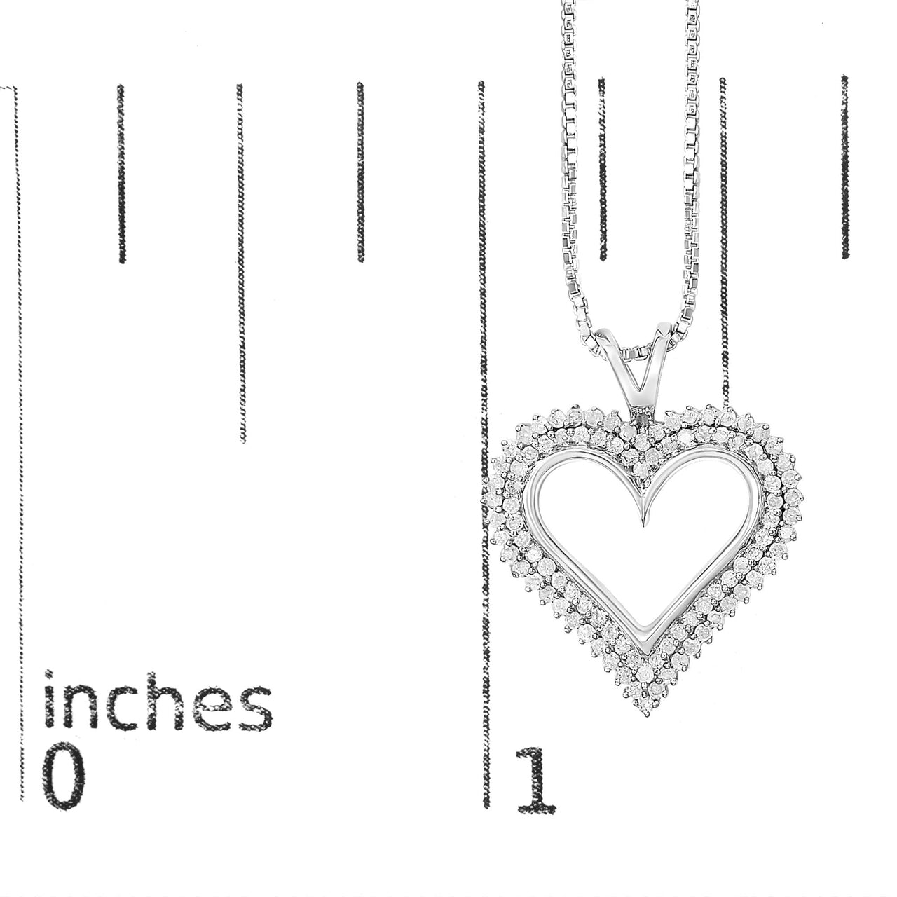 .925 Sterling Silver Diamond Heart 18" Pendant Necklace (I-J Color, I2-I3 Clarity)