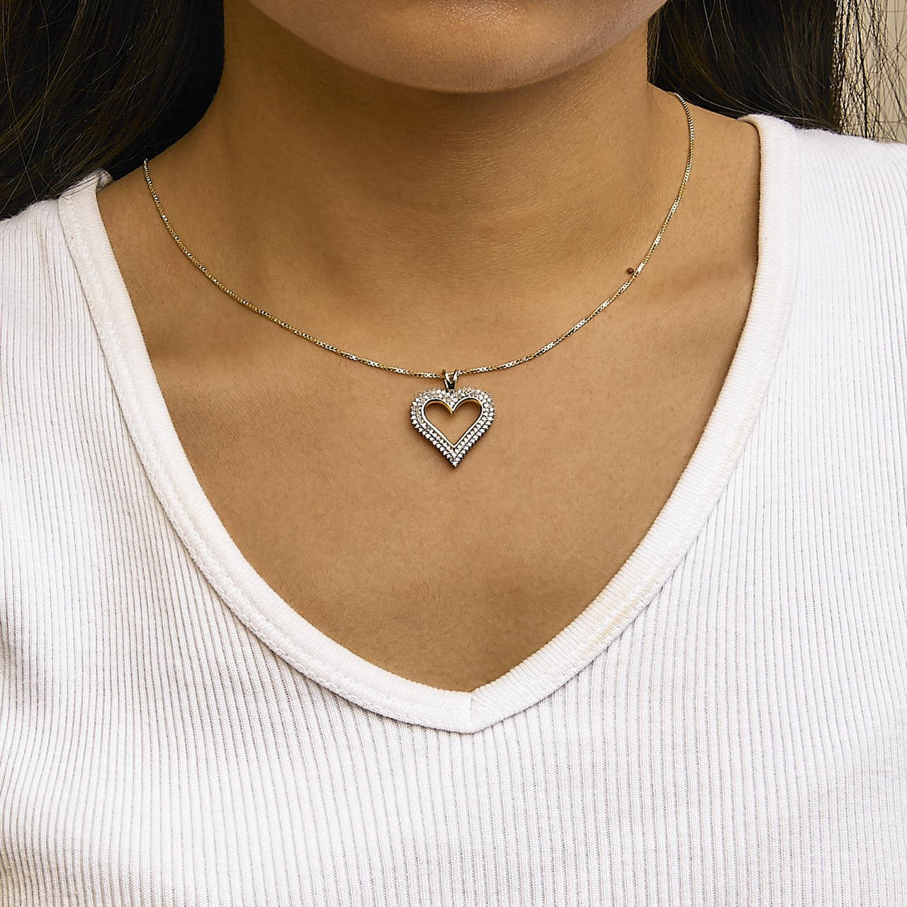 .925 Sterling Silver Diamond Heart 18" Pendant Necklace (I-J Color, I2-I3 Clarity)