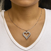 .925 Sterling Silver Diamond Heart 18