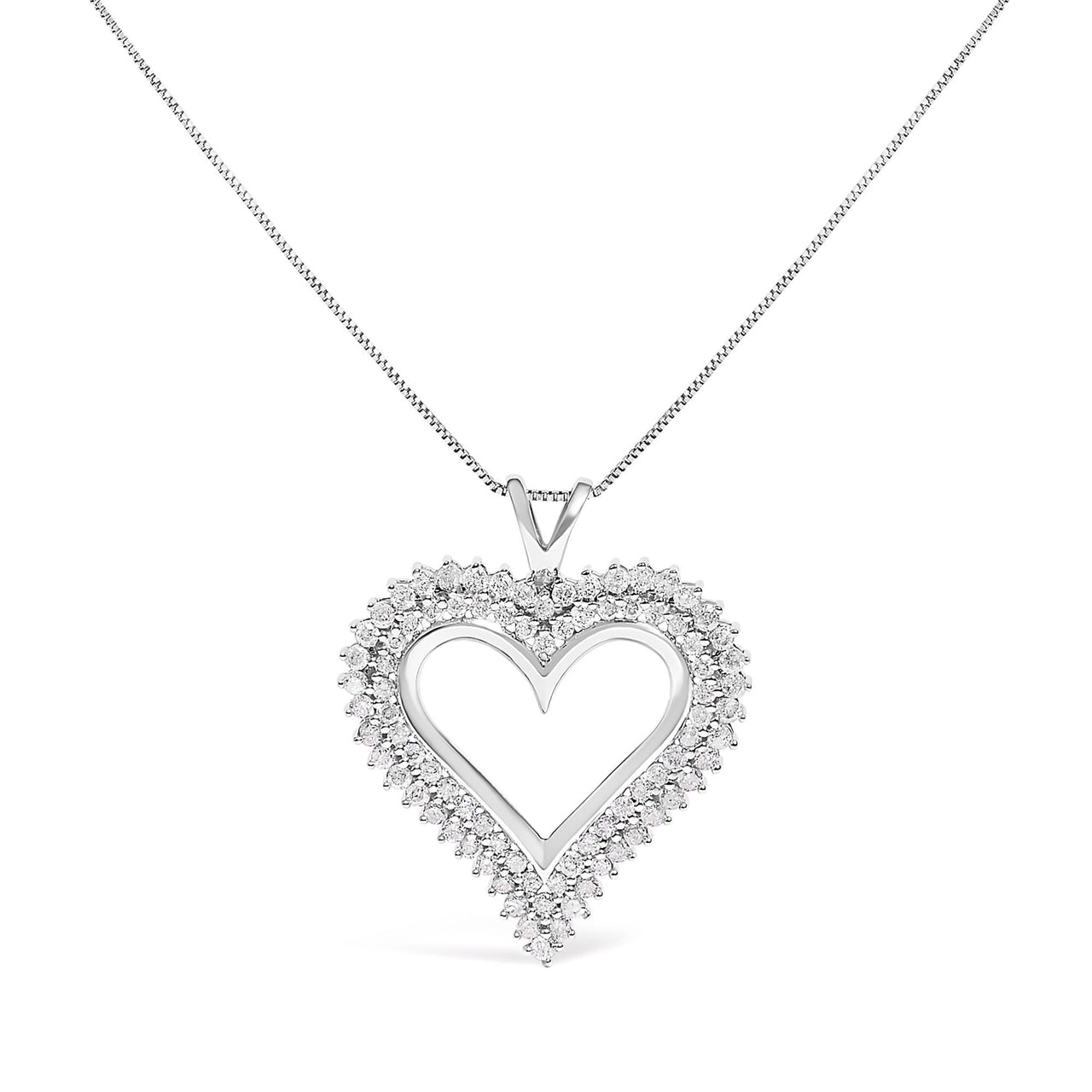 .925 Sterling Silver Diamond Heart 18" Pendant Necklace (I-J Color, I2-I3 Clarity)