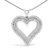 .925 Sterling Silver Diamond Heart 18