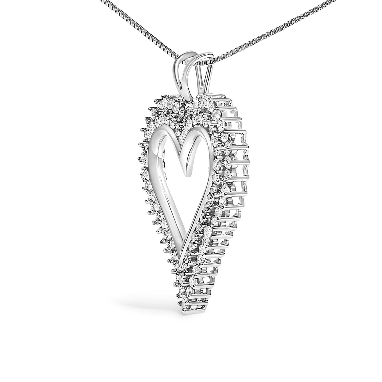 .925 Sterling Silver Diamond Heart 18" Pendant Necklace (I-J Color, I2-I3 Clarity)