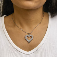 .925 Sterling Silver Diamond Heart 18