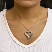 .925 Sterling Silver Diamond Heart 18