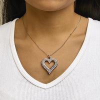.925 Sterling Silver Diamond Heart 18