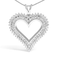 .925 Sterling Silver Diamond Heart 18