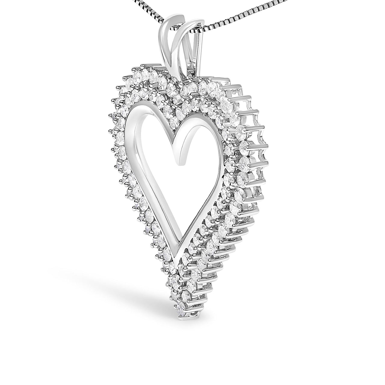 .925 Sterling Silver Diamond Heart 18" Pendant Necklace (I-J Color, I2-I3 Clarity)