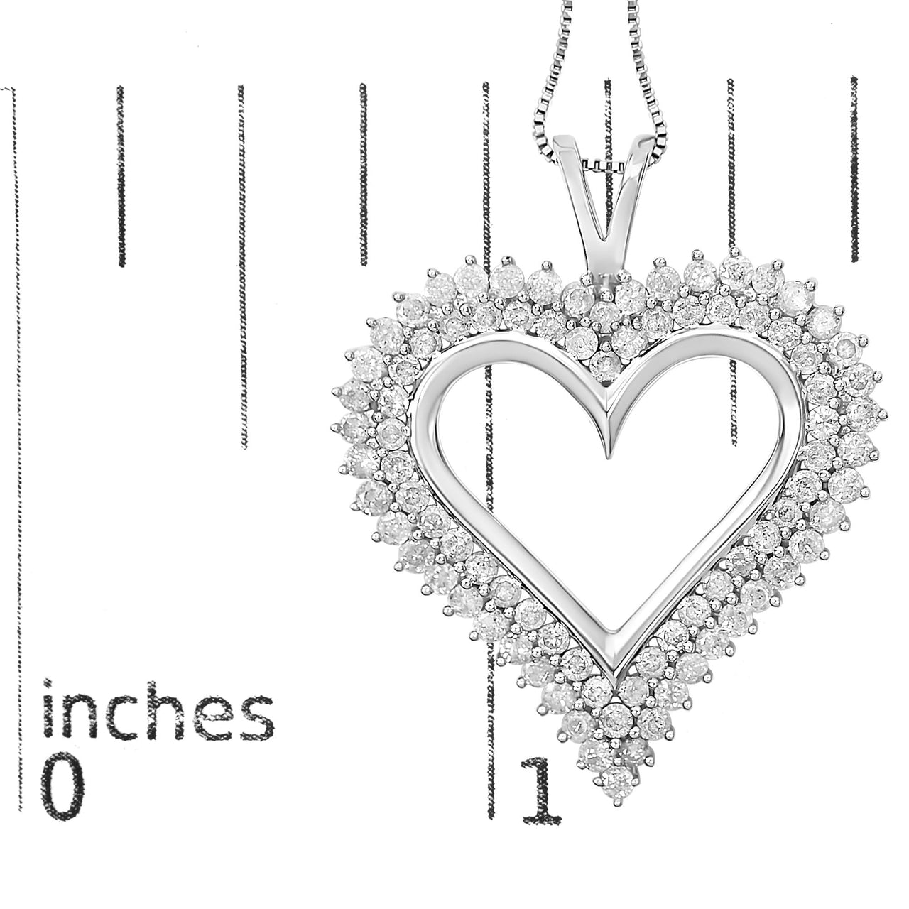.925 Sterling Silver Diamond Heart 18" Pendant Necklace (I-J Color, I2-I3 Clarity)