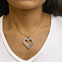 .925 Sterling Silver Diamond Heart 18