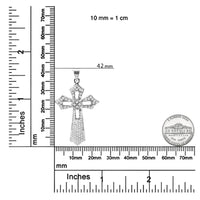 .925 Sterling Silver 1.00 Cttw Diamond Fleur De Lis Cross 18