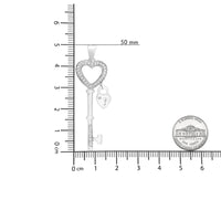 .925 Sterling Silver 1/4 Cttw Diamond Lock & Key heart 18