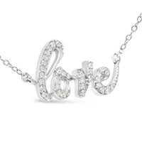 .925 Sterling Silver 1/5 Cttw Round Diamond Love 18