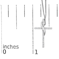 .925 Sterling Silver 1/4 Cttw Diamond Ribbon Swirl over Cross Pendant Necklace (H-I Color, I2-I3 Clarity) - 18