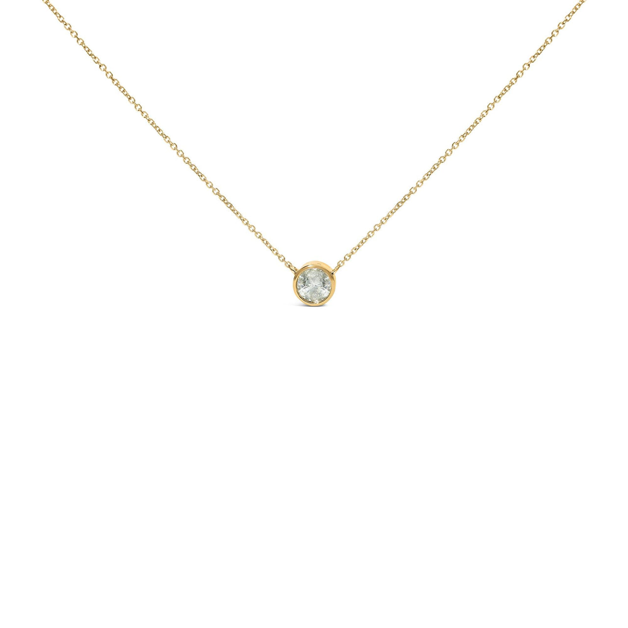 10K Yellow Gold 2.0 Cttw Round Bezel Set Diamond Solitaire Pendant Necklace