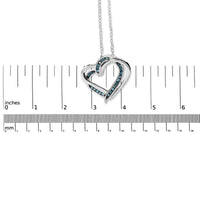 925 Sterling Silver 1/10 Cttw Treated Blue Diamond Double Heart 18