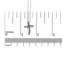 .925 Sterling Silver 1/10 Cttw Blue Diamond Swirl Ribbon and Cross Pendant Necklace (Blue Color, I3 Clarity)