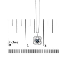 .925 Sterling Silver 3/8 Cttw Blue Diamond Heart and Woven Halo 18