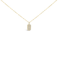 14K Yellow Gold 1/3 Cttw Diamond Dog Tag Pendant Necklaces 18