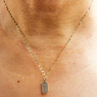14K Yellow Gold 1/3 Cttw Diamond Dog Tag Pendant Necklaces 18