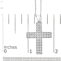 14K White Gold 2.0 Cttw Lab Grown Diamond Inlay Cross Pendant Necklace (F-G Color, VS1-VS2 Clarity) - 18
