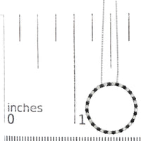 .925 Sterling Silver 1.0 Cttw Alternating Black and White Diamond Open Hoop Circle Pendant Necklace - 18