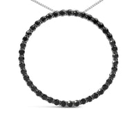 .925 Sterling Silver Black Diamond Open Hoop Circle 18