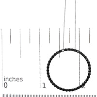 .925 Sterling Silver Black Diamond Open Hoop Circle 18