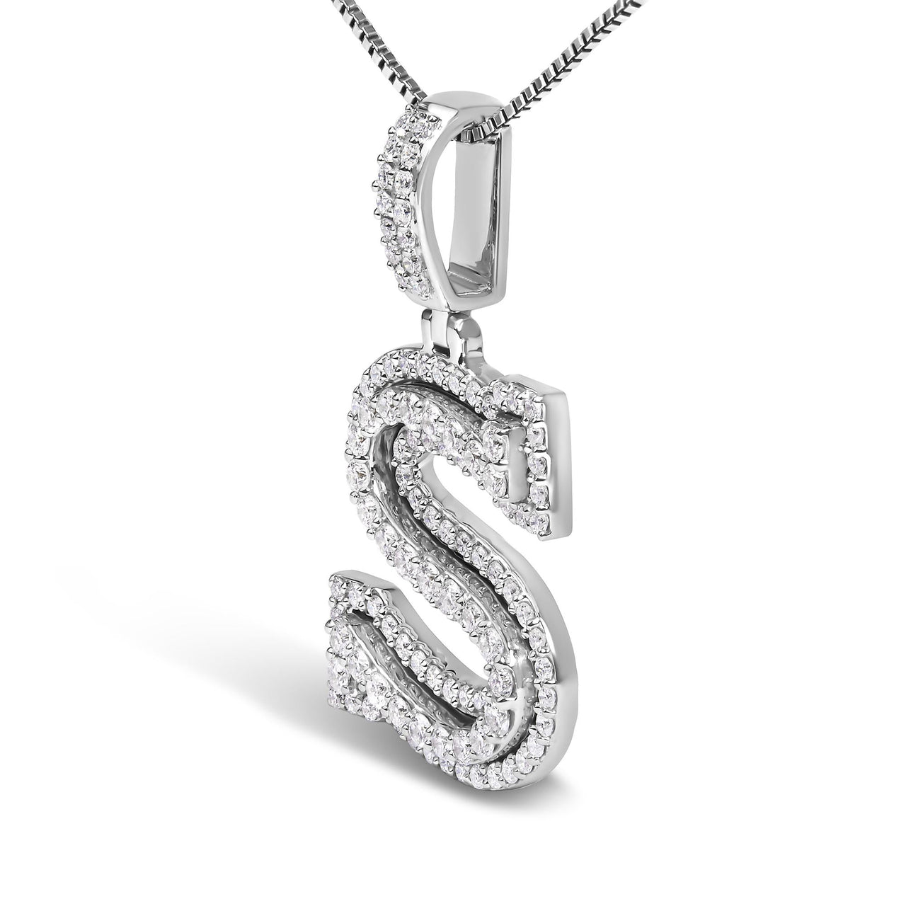 .925 Sterling Silver 1 1/10 Cttw Round Lab-Grown Diamond "S" Pendant Necklace - 18"