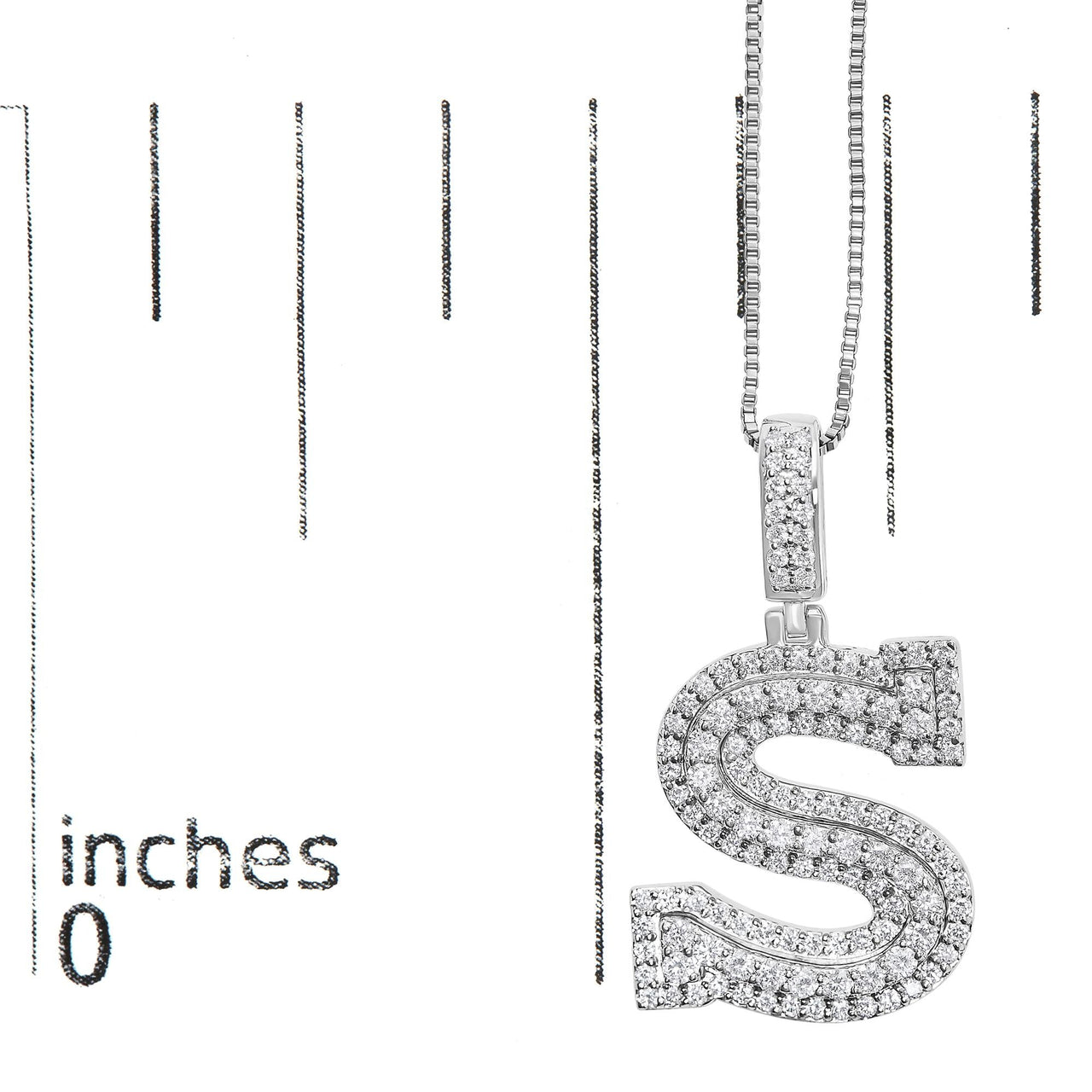 .925 Sterling Silver 1 1/10 Cttw Round Lab-Grown Diamond "S" Pendant Necklace - 18"