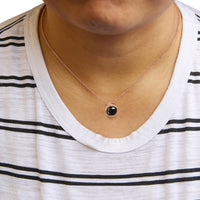 14K Rose Gold Bezel-Set Black Round Diamond Solitaire Pendant Necklace (Black Color, I2-I3 Clarity) - 18
