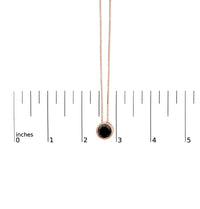 14K Rose Gold Bezel-Set Black Round Diamond Solitaire Pendant Necklace (Black Color, I2-I3 Clarity) - 18