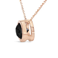 14K Rose Gold Bezel-Set Black Round Diamond Solitaire Pendant Necklace (Black Color, I2-I3 Clarity) - 18