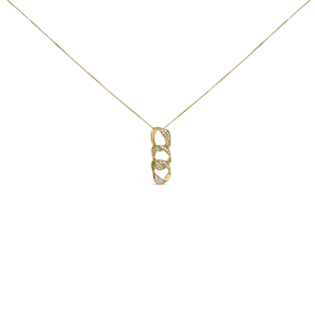14K Yellow Gold Plated .925 Sterling Silver 1/6 Cttw Diamond Interlocking Triple Asymmetric Circle Hoop 18" Pendant Necklace (H-I Color, I1-I2 Clarity)