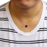14K Rose Gold Bezel-Set Black Round Diamond Solitaire Pendant Necklace (Black Color, I2-I3 Clarity) - 18